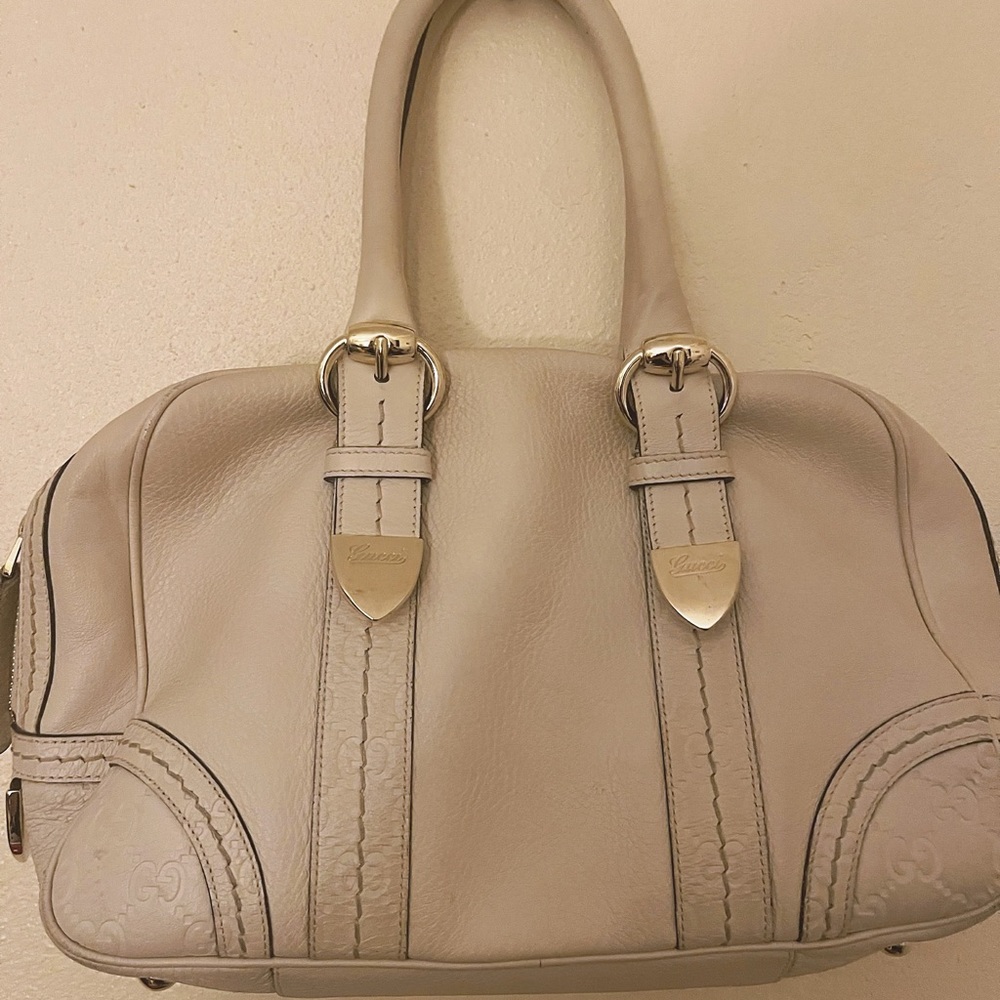 GUCCI Guccissima Trimmed Leather Boston Bag